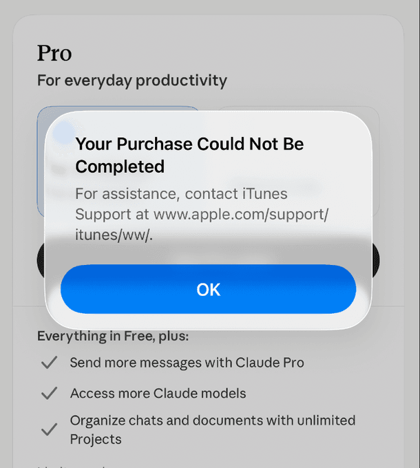 Claude subscription failure prompt