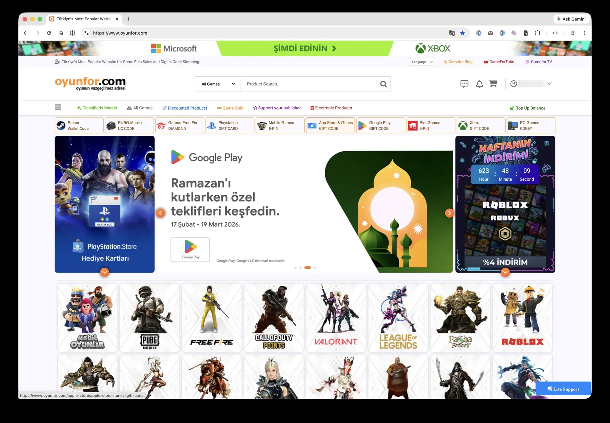 Oyunfor 登录后首页